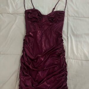 Plum Corset Ruched Dress